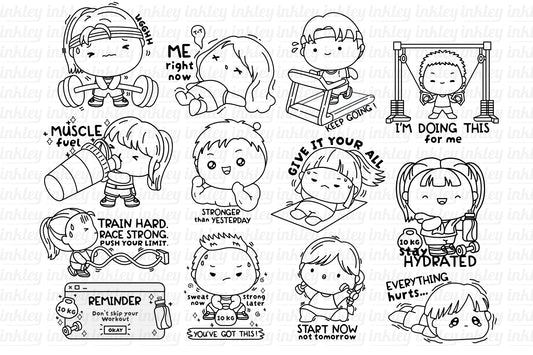 Fitness Health Clipart - Training Gym Clip Art Coloring