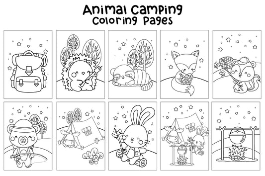 Animal Camping Coloring Pages Books