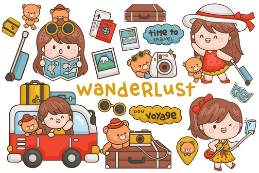 Girl and Travel Clipart - Travelling Equipment Clip Art