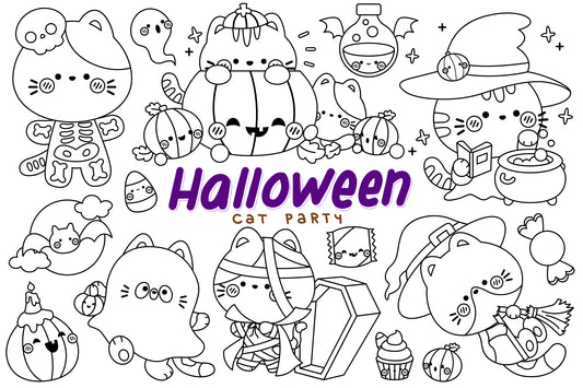 Cute Cat Clipart - Cute Halloween Clip Art Coloring