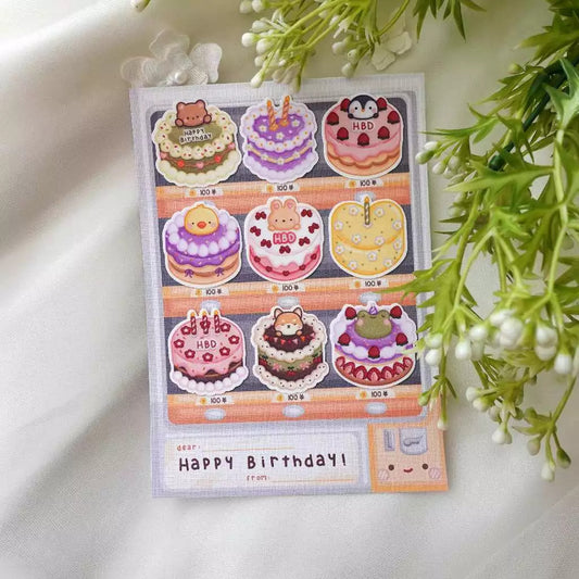 Birthday Card | Kartu Ucapan Ulang Tahun | Die Cut Stickers Waterproof  | Aesthetic Sticker | Die Cute Pack | Planner Sticker  | Happy Birthday
