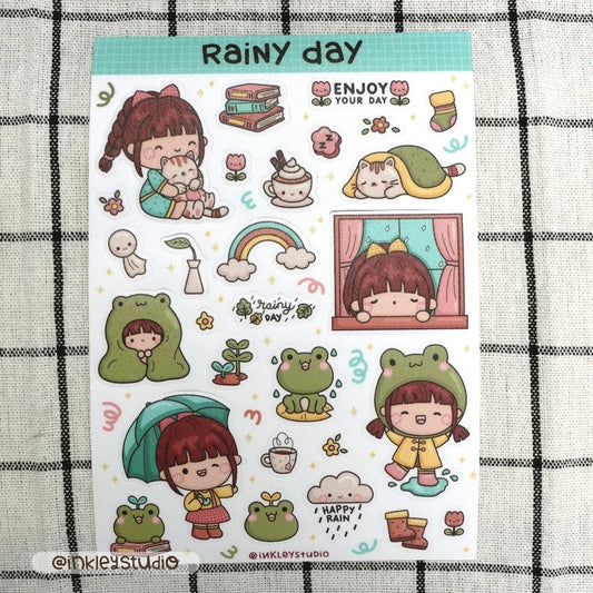 Rainy Days Sticker Sheet  | Waterproof  | Aesthetic Sticker | Sticker Sheet Pack | Planner Sticker