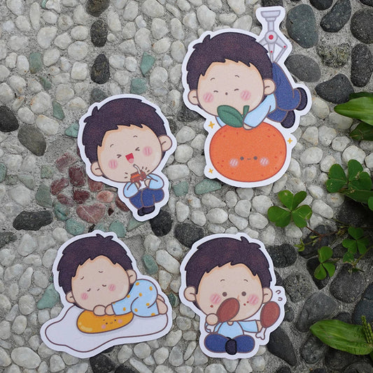 Boy Foodie Lovers Die Cut Sticker Sheet  | Waterproof  | Aesthetic Sticker | Sticker Sheet Pack | Planner Sticker