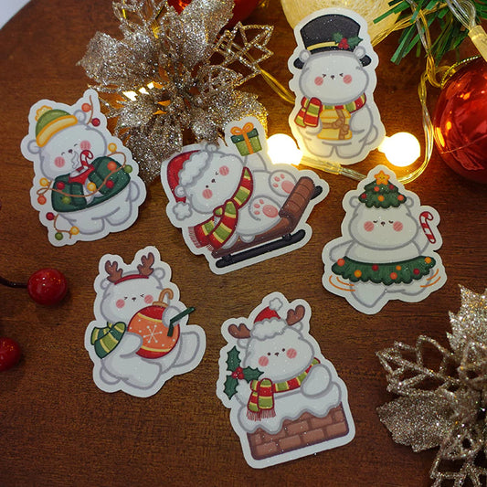 Santa Christmas Bear Die Cut Sticker Sheet  | Waterproof  | Aesthetic Sticker | Sticker Sheet Pack | Planner Sticker