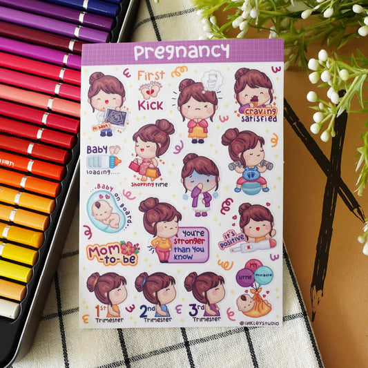 Pregnancy Sticker Sheet Series | Waterproof  | Aesthetic Sticker | Sticker Sheet Pack | Planner Sticker