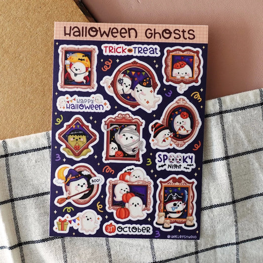 Halloween Ghost Sticker Sheet  | Waterproof  | Aesthetic Sticker | Sticker Sheet Pack | Planner Sticker