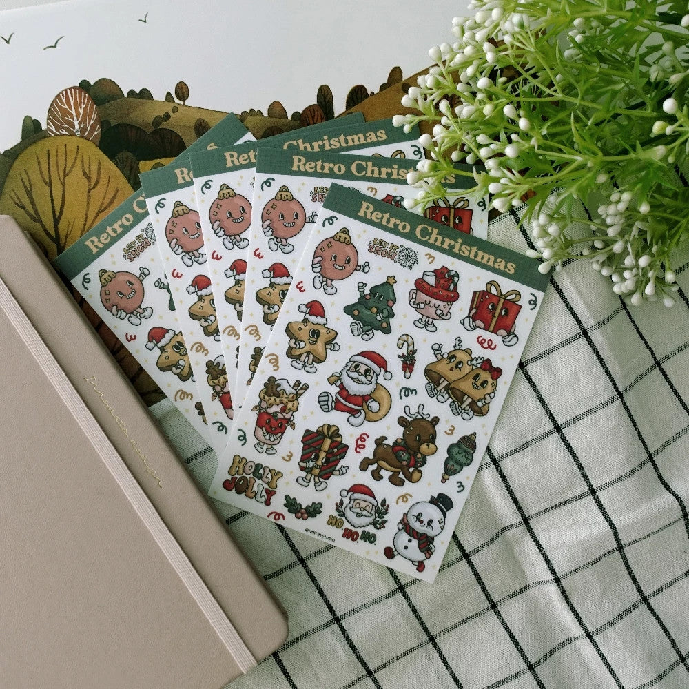 Retro Christmas Characters Sticker Sheet Series | Christmas Stickers | Waterproof  | Aesthetic Sticker | Sticker Sheet Pack | Planner Sticker