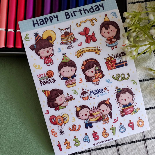 Happy Birthday Sticker Sheet Series | Waterproof  | Aesthetic Sticker | Sticker Sheet Pack | Planner Sticker