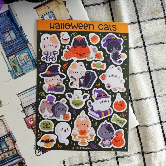 Halloween Cat Sticker Sheet  | Waterproof  | Aesthetic Sticker | Sticker Sheet Pack | Planner Sticker