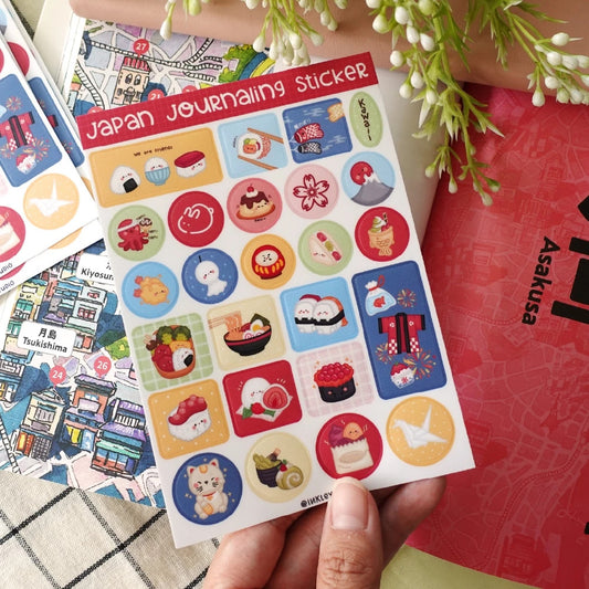 Japan Journaling Sticker Sheet  | Waterproof  | Aesthetic Sticker | Sticker Sheet Pack | Planner Sticker