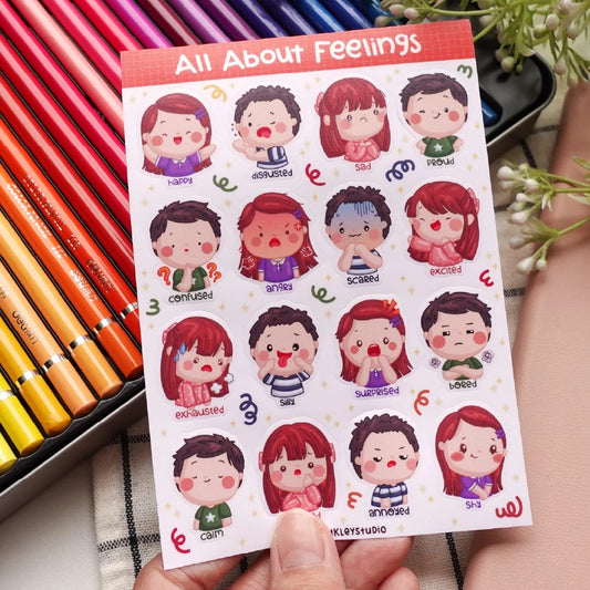 All About Feelings Sticker Sheet  | Waterproof  | Emotions Aesthetic Sticker | Sticker Sheet Pack | Planner Sticker
