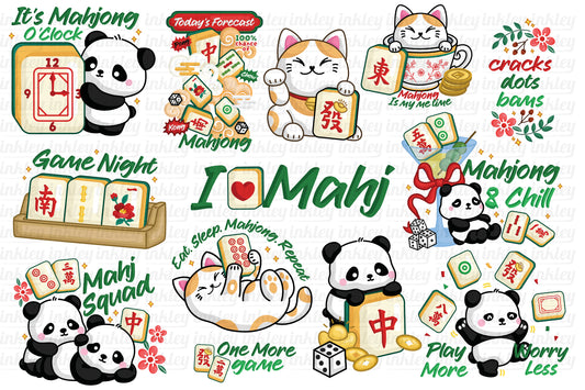 Cute Mahjong Clipart - Animal Clip Art Graphic
