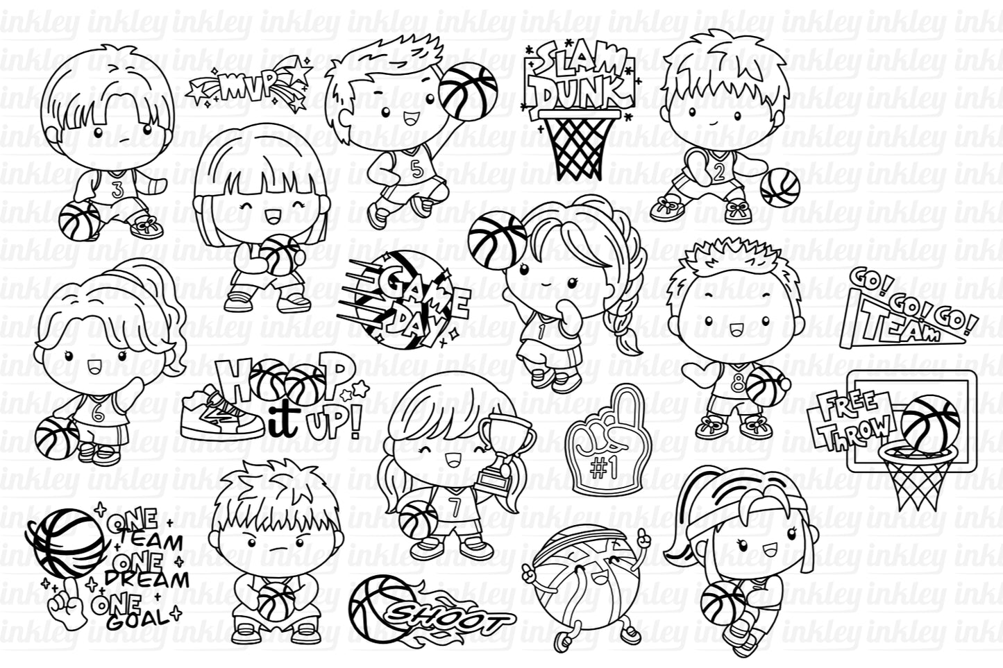 Basketball Clipart - Cute Sports Clip Art Coloring