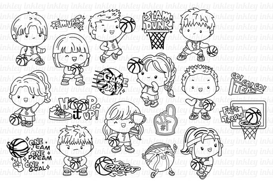 Basketball Clipart - Cute Sports Clip Art Coloring