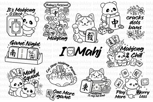 Cute Mahjong Clipart - Animal Clip Art Coloring
