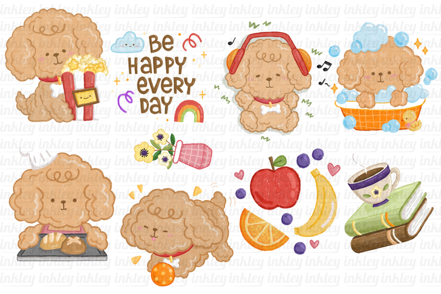 Cute Poodle Watercolor Clipart