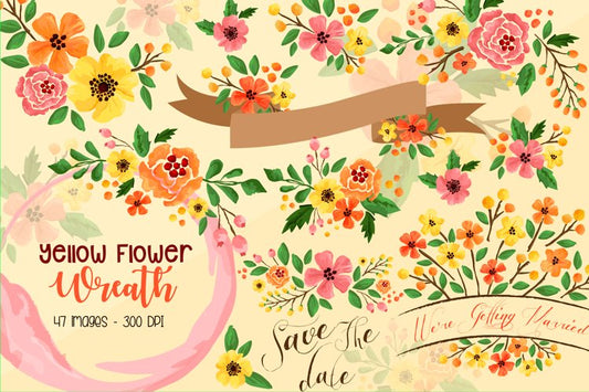 Yellow Flower Clipart - Flower Wreath Clip Art