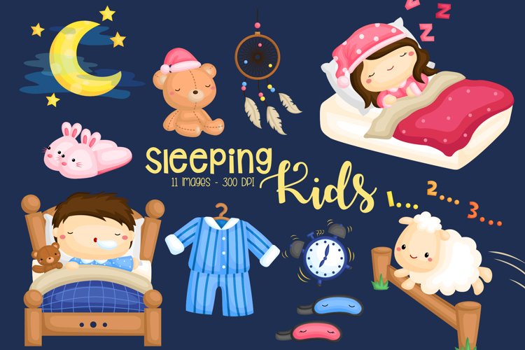 Sleeping Kids Clipart - Cute Kid Clip Art
