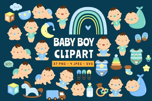 Doodle Simple Baby Boy Clipart - Cute Baby Clip art