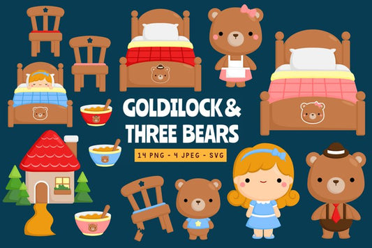 Doodle Goldilock and The Three Bears Clipart