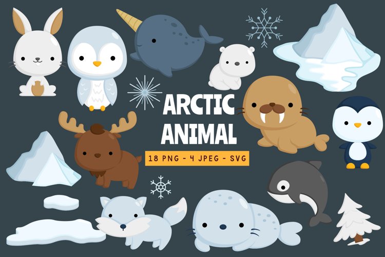 Doodle Arctic Animals Clipart - Cute Animals Clip Art