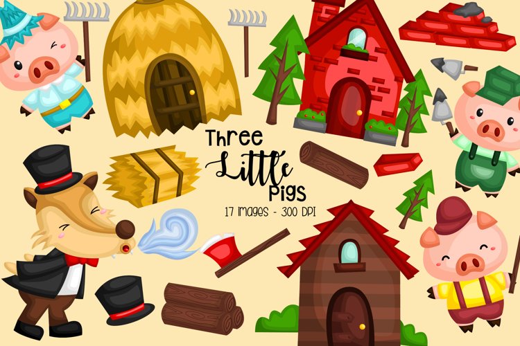 Three Little Pigs Clipart - Storytime Clip Art