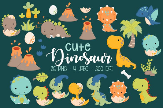 Doodle Cute and Simple Dinosaur - Cute Animal Clipart