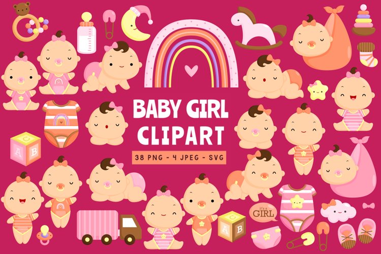 Doodle Simple Baby Girl Clipart - Cute Baby Clip art