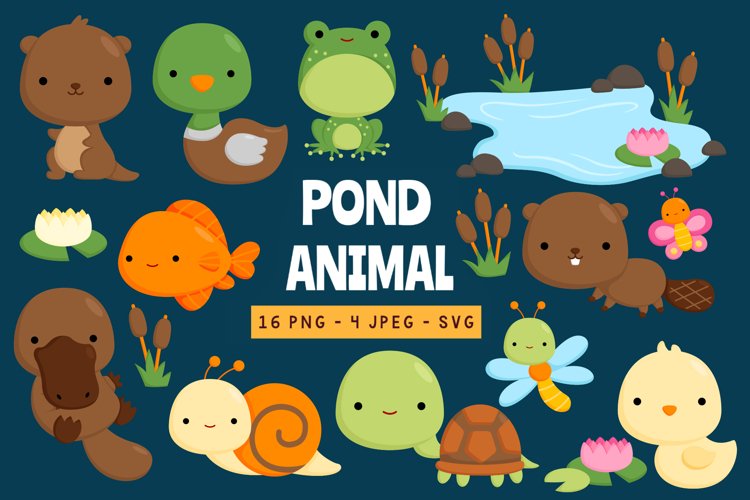 Doodle Cute Pond Animals Clipart - Cute Animals Clip Art