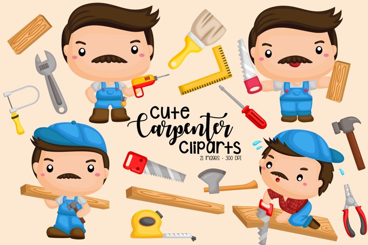 Carpenter Woodworking Clipart - Job, Occupation