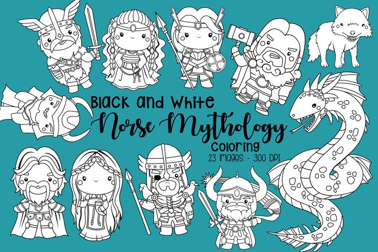 Black and White Coloring Norse Myth