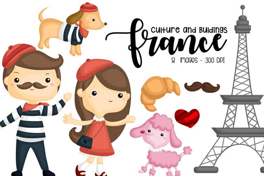 France Culture Clipart - People and Dog Clip Art