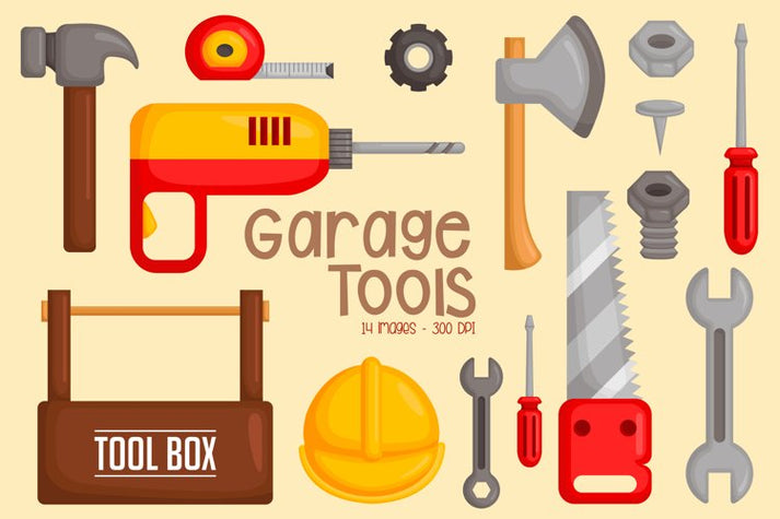 Garage Tools Clipart - Toolbox Equipment Clip Art – inkleystudio