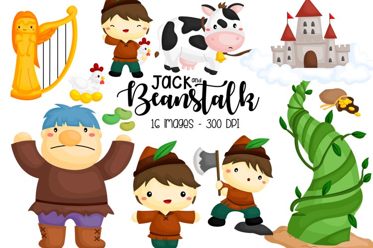 Jack and Beanstalk Clipart - Kids Stories Clip Art