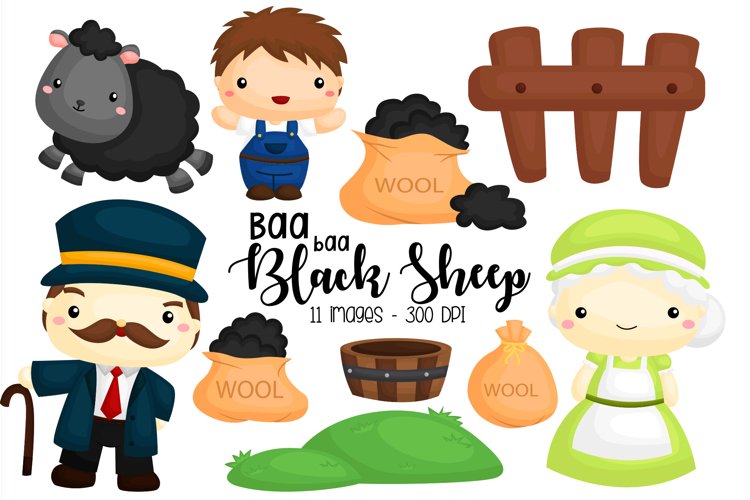 Baa Baa Black Sheep Clipart - Cute Animal Clip Art