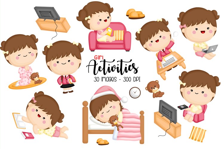 Cute Activity Rota Girl Activity Clipart - Cute Kid Clip Art – inkleystudio