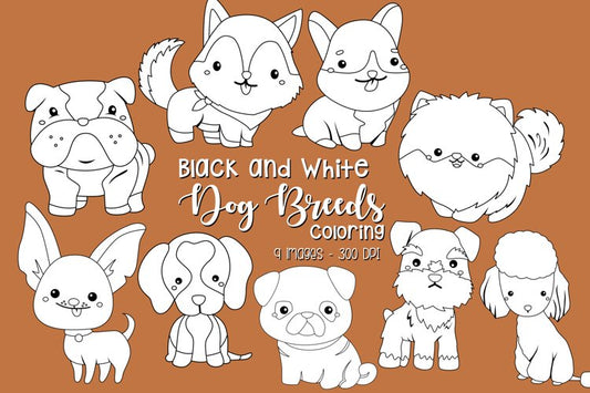 Black and White Coloring Dog Breeds