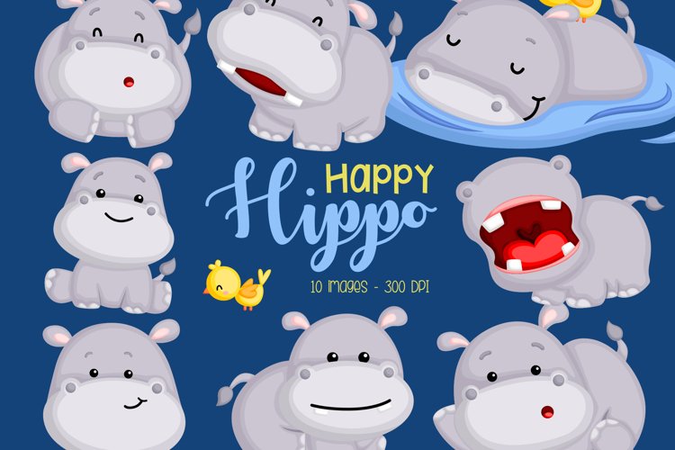Cute Hippo Clipart - Cute Animal Clip Art
