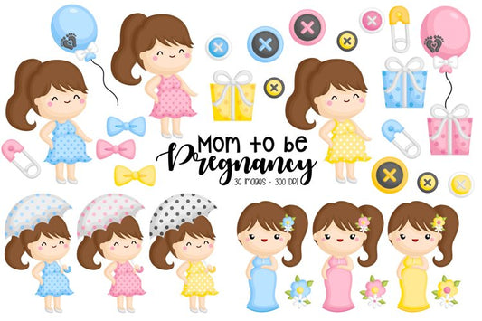 Cute Pregnancy Clipart - Mom to be Clip Art
