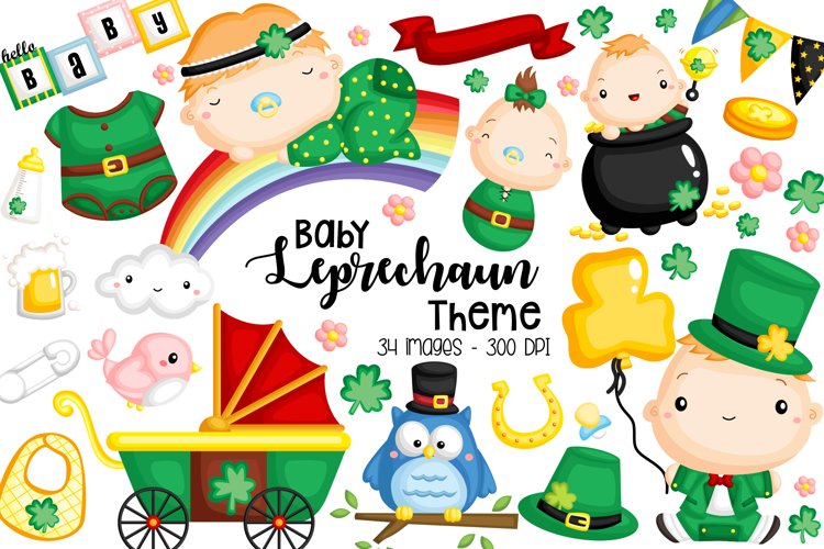 Leprechaun Babies Clipart - Cute Baby Clip Art