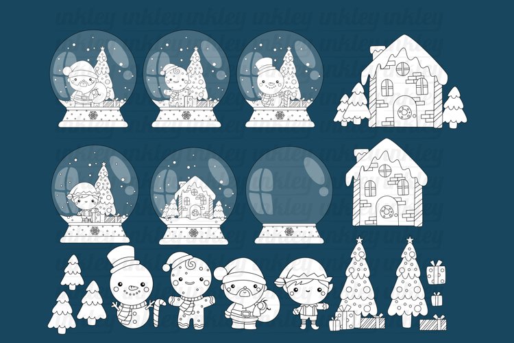 Black and White Coloring Christmas Characters