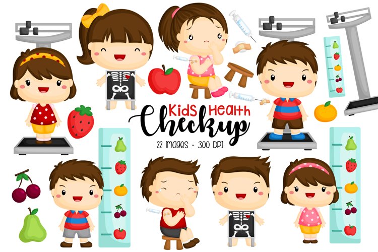 Kids and Health Checkup Clipart