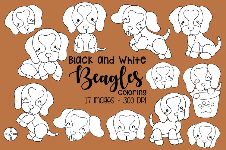 Black and White Coloring Beagles