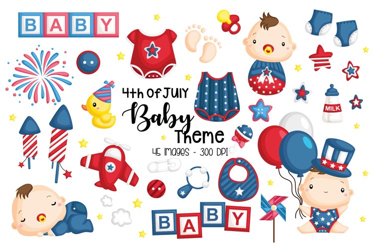 4th of July Baby Clipart - Cute Baby Clip Art