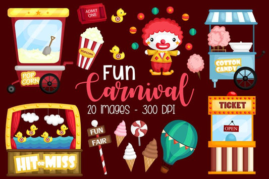 Carnival Fun Clipart - Cute Clown Clip Art