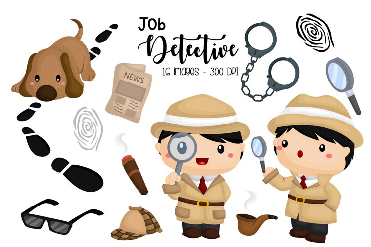 Cute Detective Clipart - Job and Occupation Clip Art