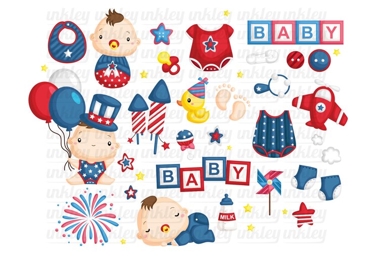 4th of July Baby Clipart - Cute Baby Clip Art