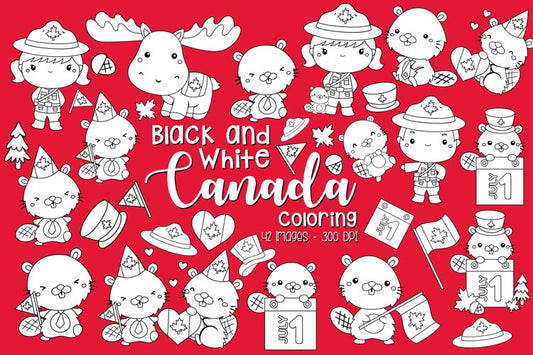 Black and White Coloring Canada