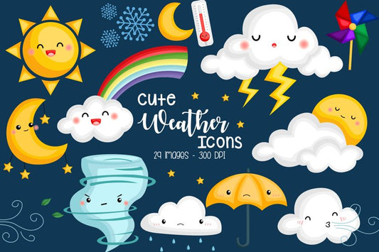 Weather Icon Clipart - Seasonal Weather Clip Art