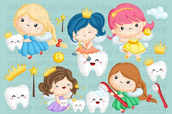 Tooth Fairy Clipart - Cute Fairy Clip Art – inkleystudio